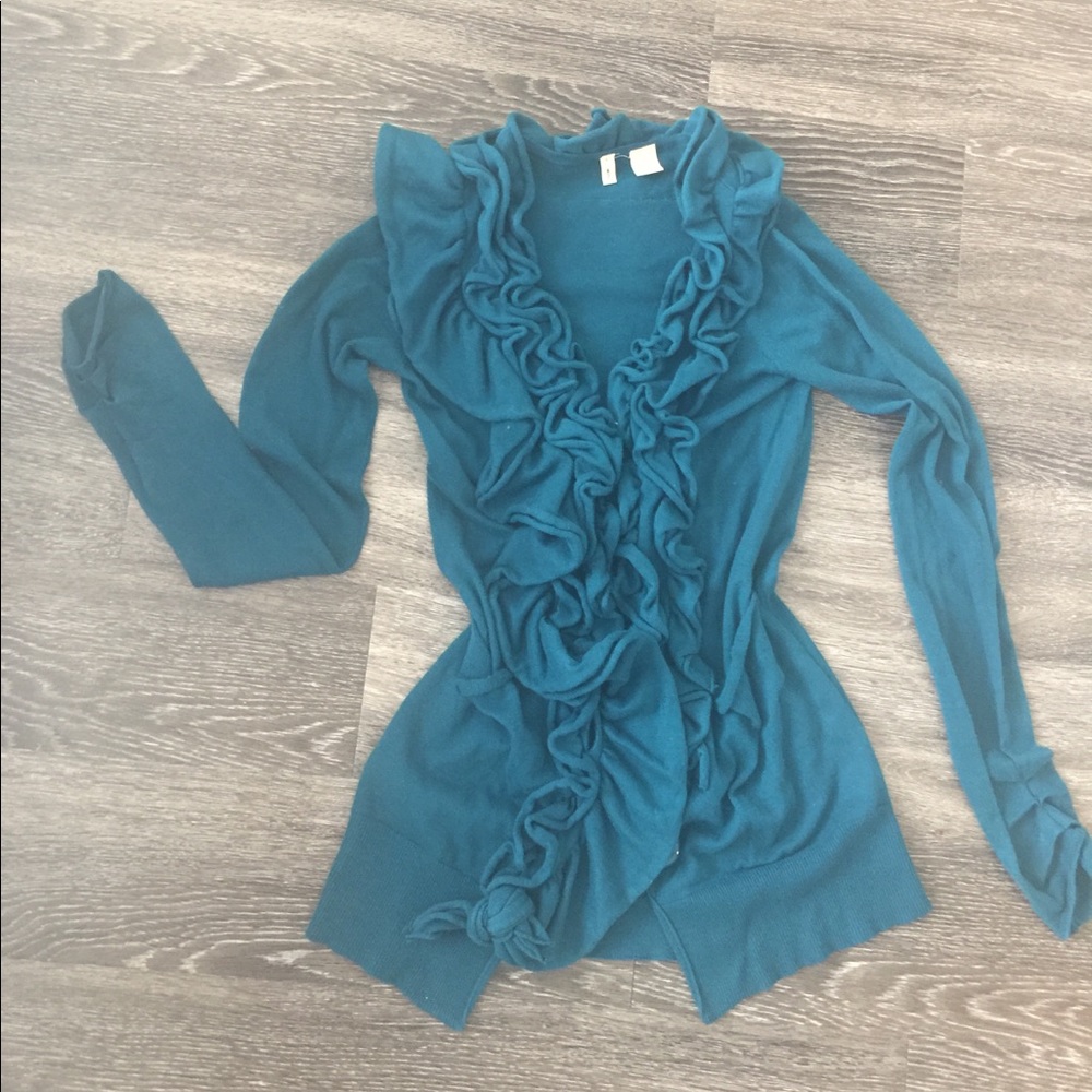 Anthropologie Emerald Color Cardigan XS